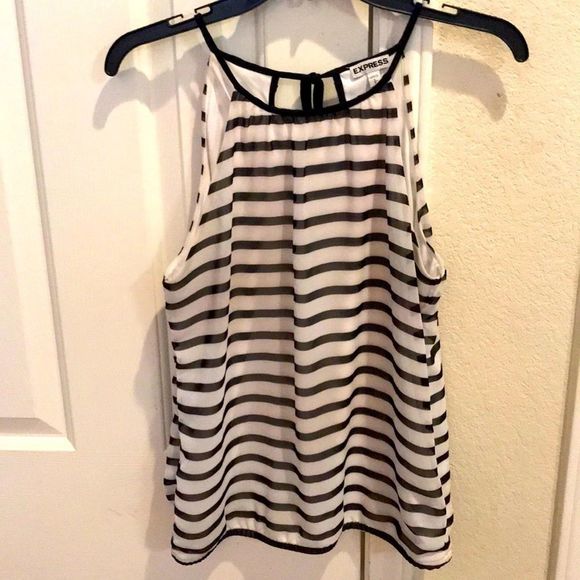 Express Black and White Stripe Top - Picture 2 of 5